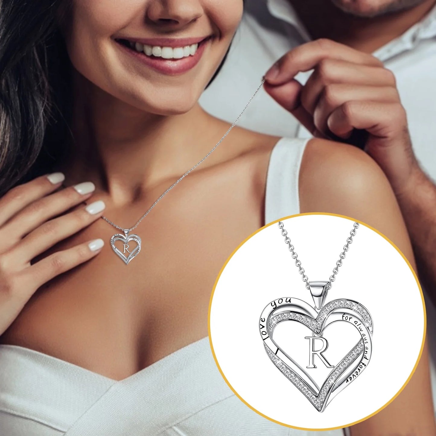 Gold Necklace for Women Clearance! Women'S Fashion Heart Letter Necklace 26 Letters Love Clavicle Neck Chain Jewelry R